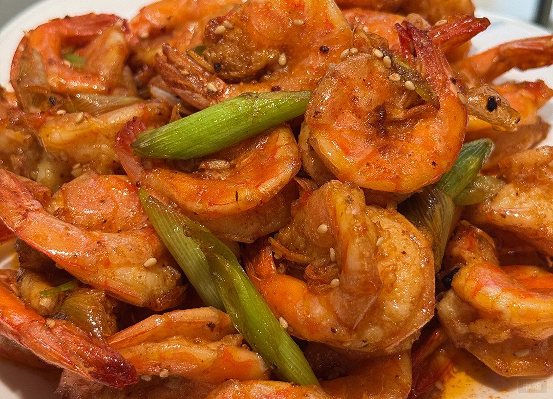 新鮮的油燜大蝦