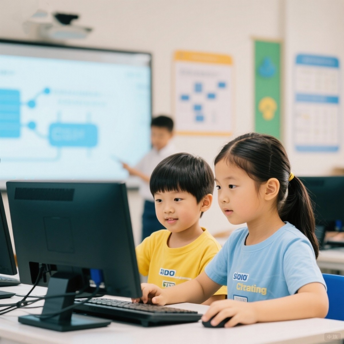 正在學(xué)習(xí)的兩個(gè)孩子