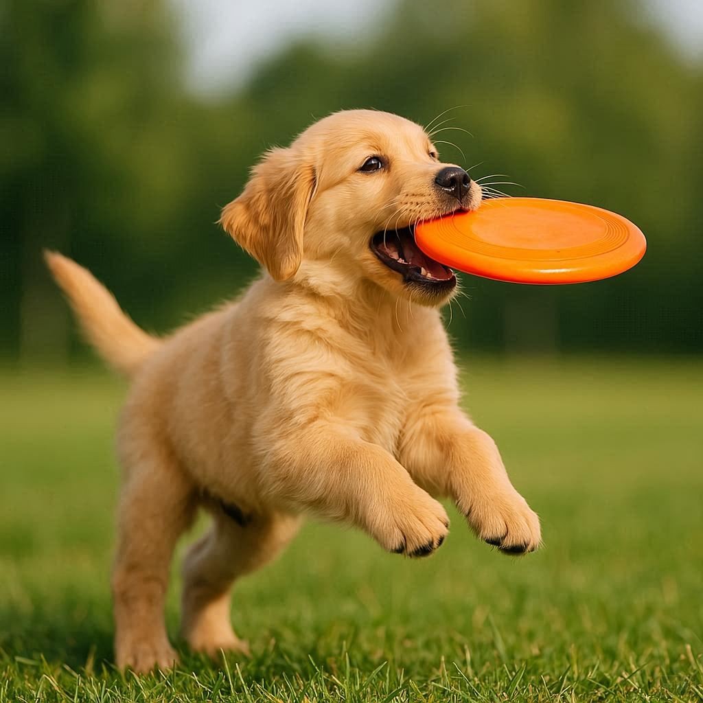 小金毛在玩飛盤