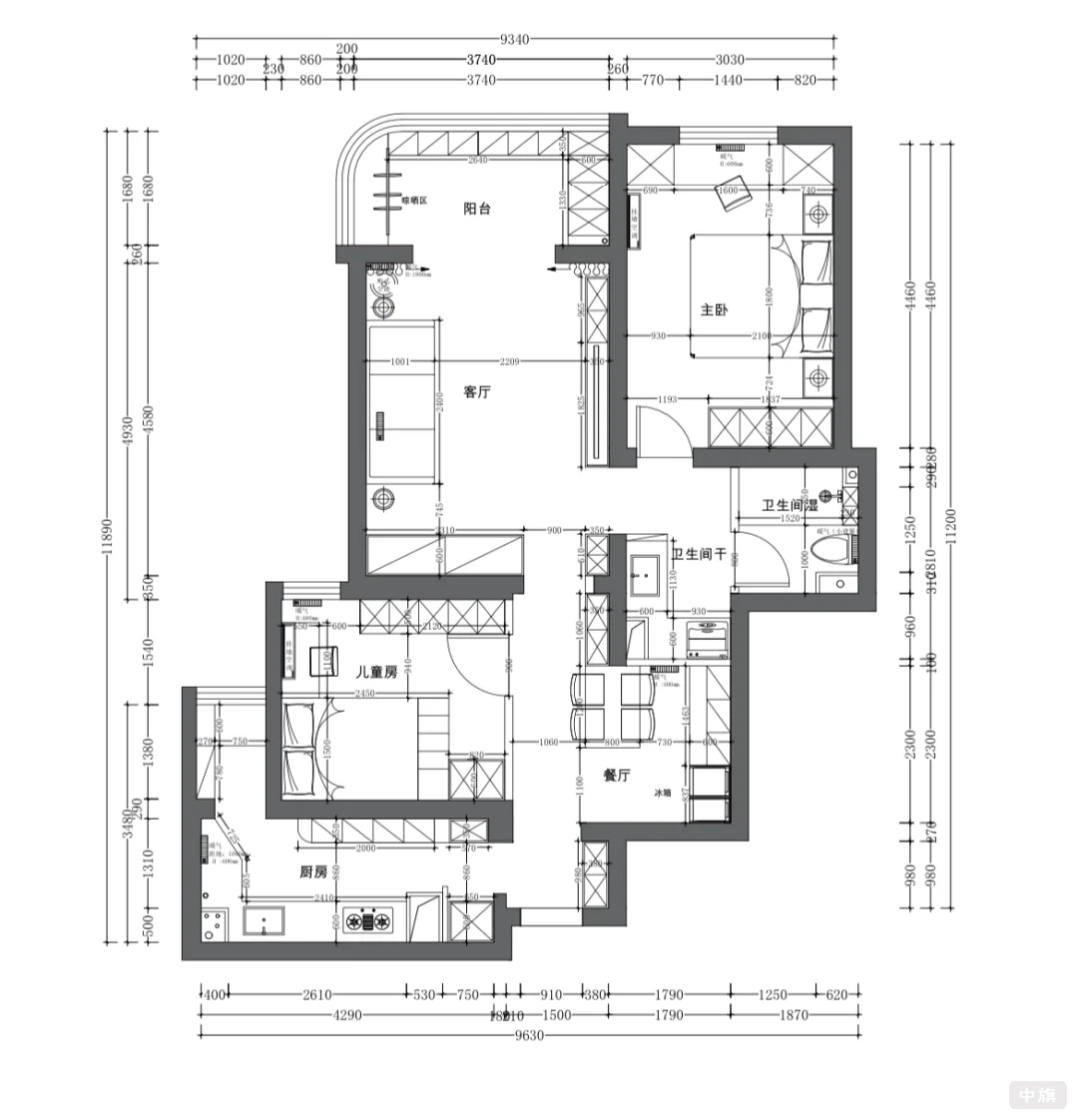 我們家里裝修的時(shí)候工人給的平面圖