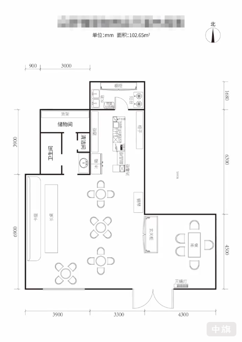 該平面圖圖紙標(biāo)注好的就是1:100的尺寸來(lái)畫(huà)的