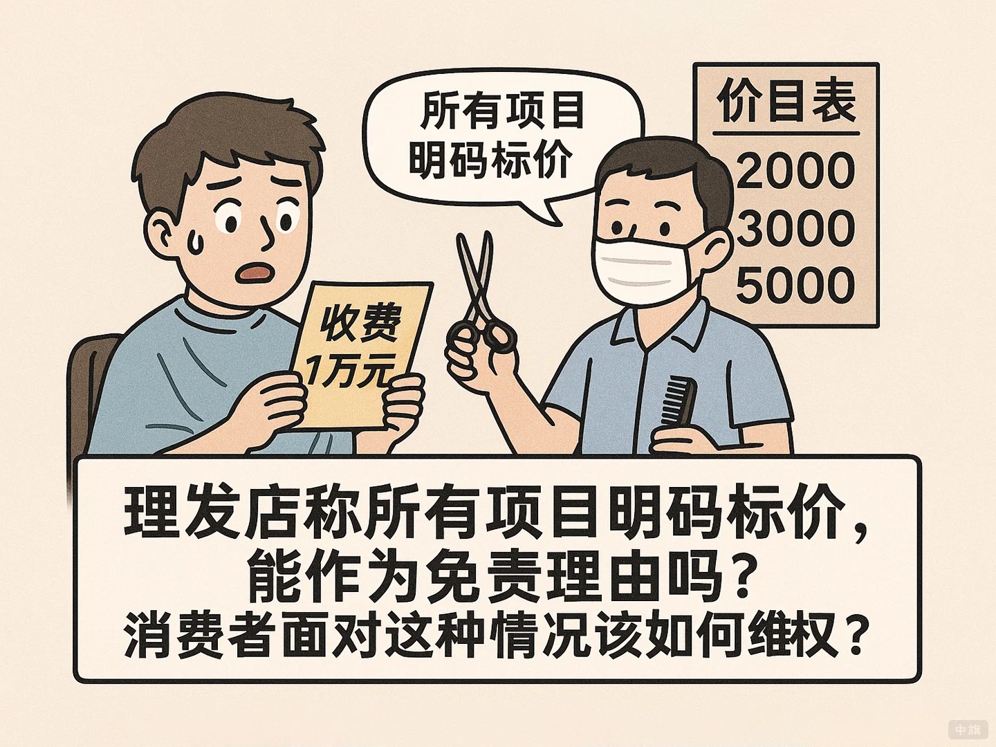 理發(fā)店稱所有項目明碼標(biāo)價能作為免責(zé)理由么？實際收費(fèi)1萬元，也是沒誰了。