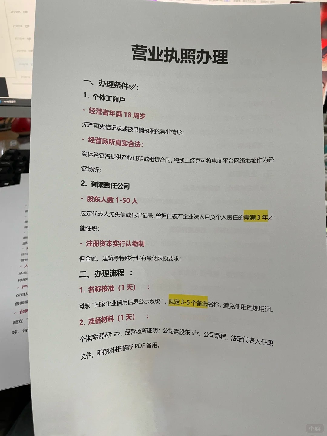 營(yíng)業(yè)執(zhí)照辦理文件版