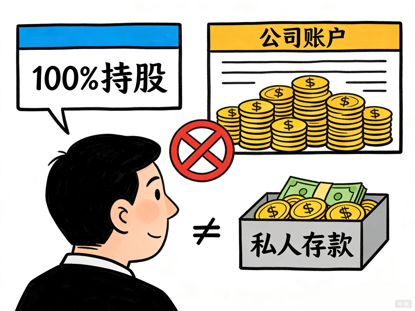 就算你100%占股也不代表公司賬戶里的余額是你個(gè)人存款