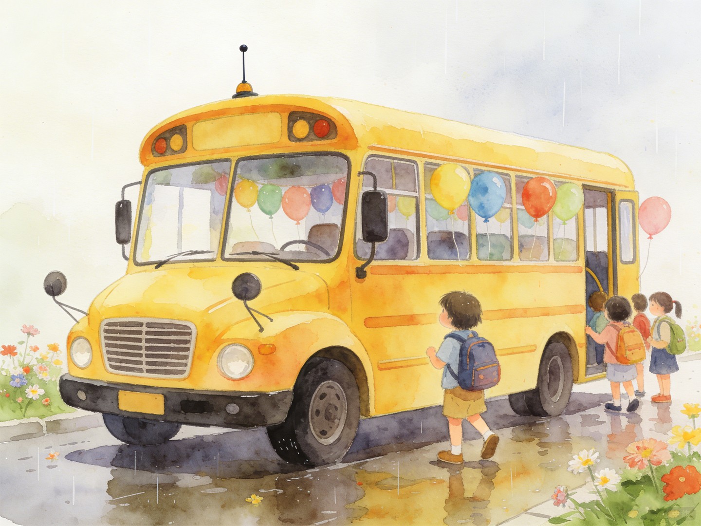 漫畫孩子們在等校車